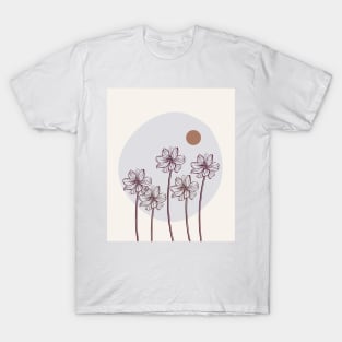 Minimalist Simple Abstract Pstel Pink Flower Garden  Design T-Shirt